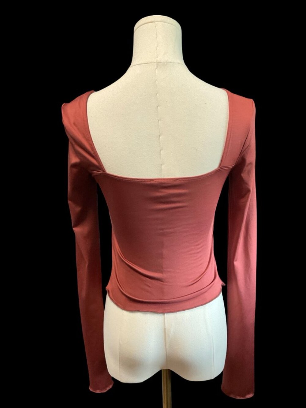 Rust Ruched Top w/ Handkerchief Hem - Picture 3 of 4